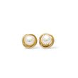 Load image into Gallery viewer, YELLOW GOLD FRESH WATER BUTTON PEARL STUD EARRINGS
