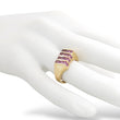 Load image into Gallery viewer, YELLOW GOLD LADY'S RING WITH SQUARE CUT PINK SAPPHIRES
