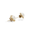 Load image into Gallery viewer, YELLOW GOLD FRESH WATER BUTTON PEARL STUD EARRINGS