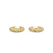 Load image into Gallery viewer, YELLOW GOLD MATTE AND POLISHED SHRIMP HOOP EARRINGS