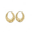 Load image into Gallery viewer, YELLOW GOLD MATTE AND POLISHED SHRIMP HOOP EARRINGS