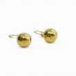 Load image into Gallery viewer, YELLOW GOLD ROUND SPHERE DANGLE HOOK EARRINGS.