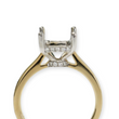 Load image into Gallery viewer, TWO TONE GOLD SEMI MOUNT RING SETTING FOR EMERALD CUT CENTER STONE