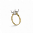 Load image into Gallery viewer, TWO TONE GOLD SEMI MOUNT RING SETTING FOR EMERALD CUT CENTER STONE