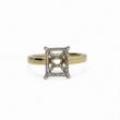 Load image into Gallery viewer, TWO TONE GOLD SEMI MOUNT RING SETTING FOR EMERALD CUT CENTER STONE