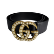 Load image into Gallery viewer, GUCCI BLACK BELT W/ DOUBLE G PEARLY BUCKLE