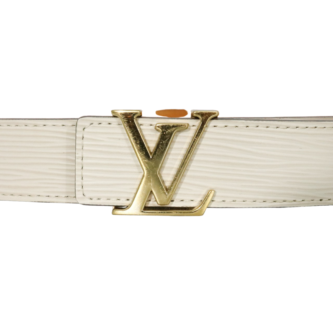 Authentic Louis Vuitton Gold LV Initiales Monogram Belt Ebene