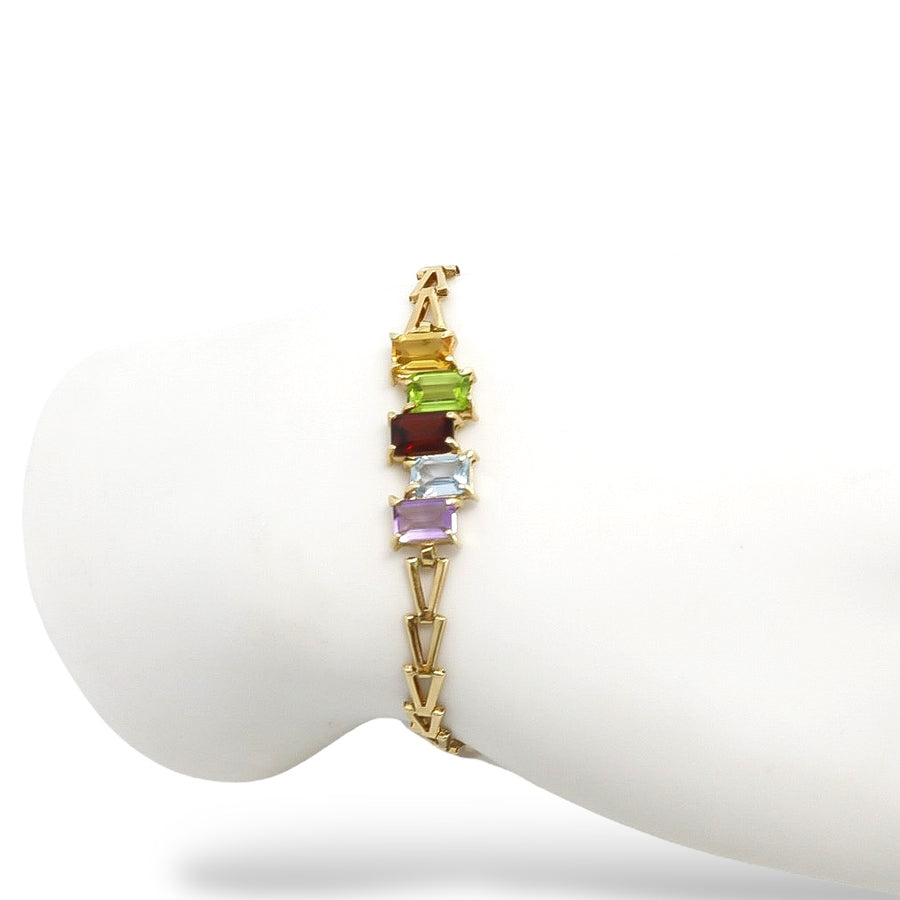 YELLOW GOLD NATURAL GEMSTONES BRACELET
