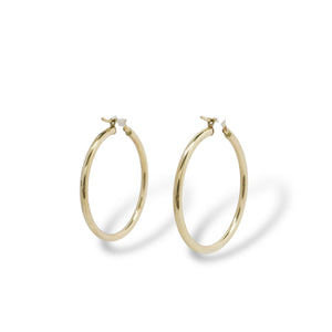 YELLOW GOLD TUBE  STYLE HOOP EARRINGS