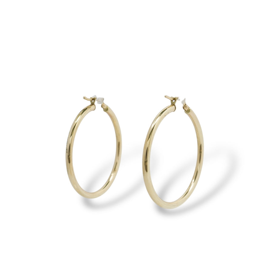 YELLOW GOLD TUBE  STYLE HOOP EARRINGS