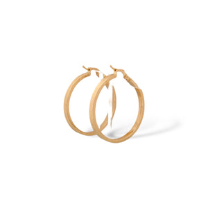 YELLOW GOLD HOOP EARRINGS WITH SIMULATED SCREWS