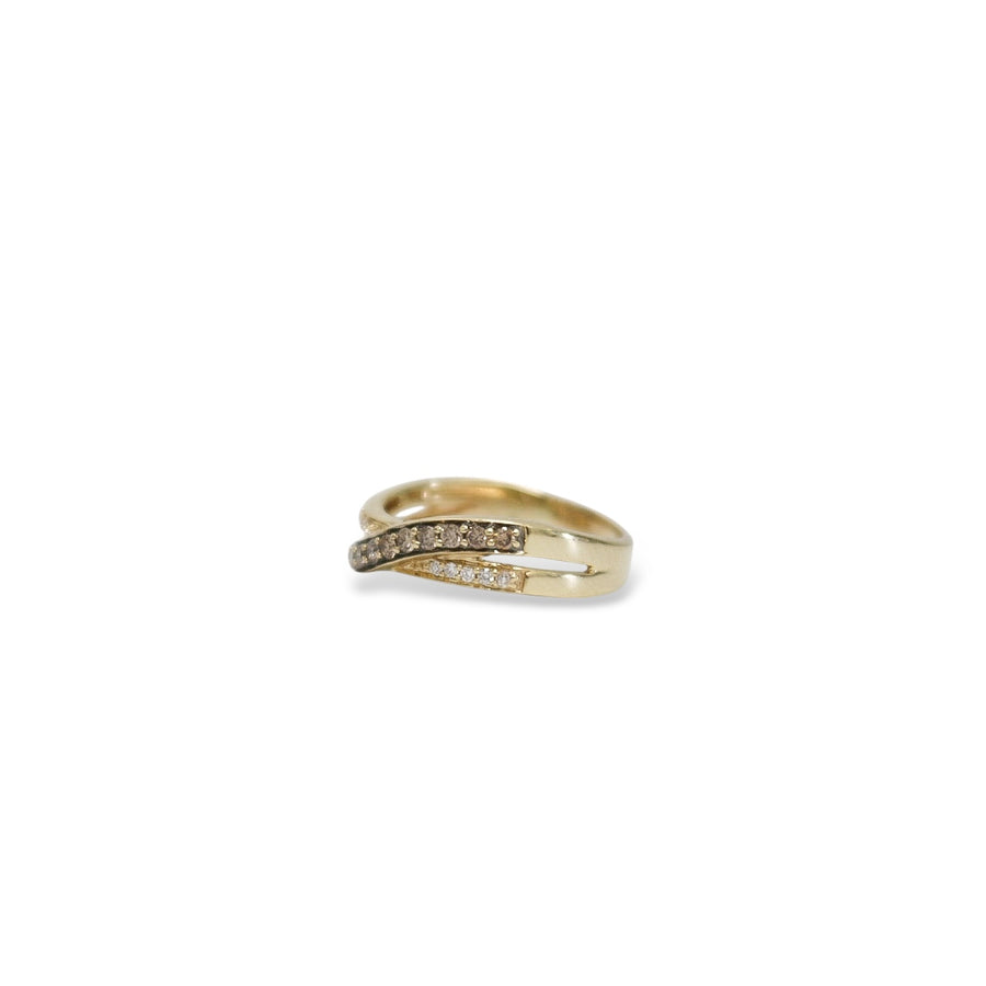 YELLOW GOLD LADY'S RING BAND WITH NATURAL DIAMONDS