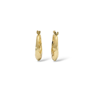 YELLOW GOLD HAMMERED HOOP EARRINGS