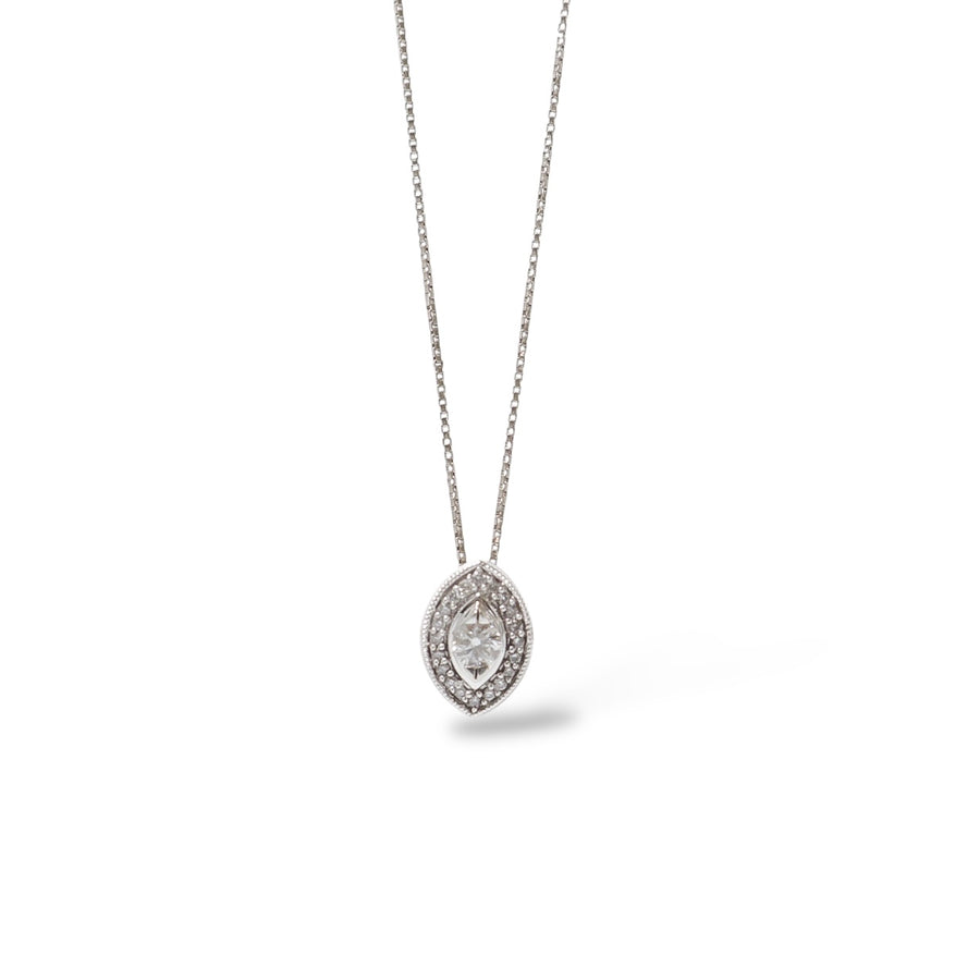 WHITE GOLD NATURAL DIAMONDS PENDANT WITH CHAIN