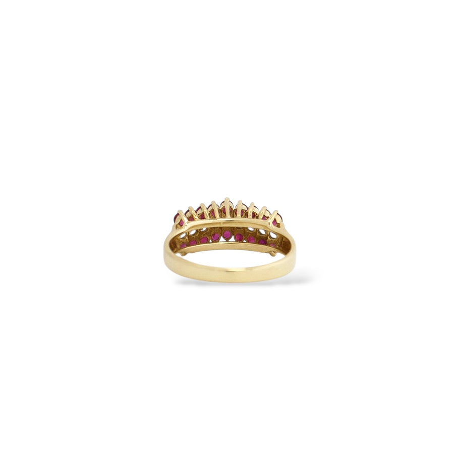 YELLOW GOLD LADY'S RING WITH RUBY AND NATURAL DIAMONDS