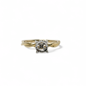 TWO TONE GOLD SEMI MOUNT RING SETTING FOR ROUND STONE
