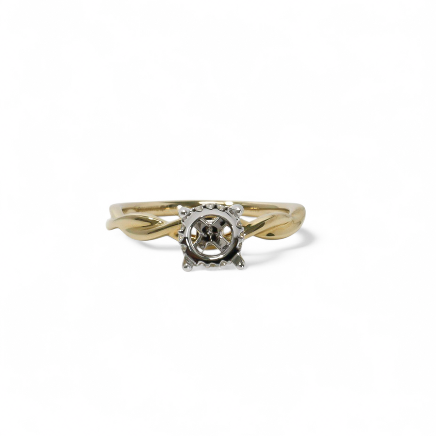 TWO TONE GOLD SEMI MOUNT RING SETTING FOR ROUND STONE
