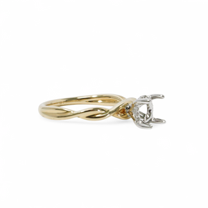 TWO TONE GOLD SEMI MOUNT RING SETTING FOR ROUND STONE