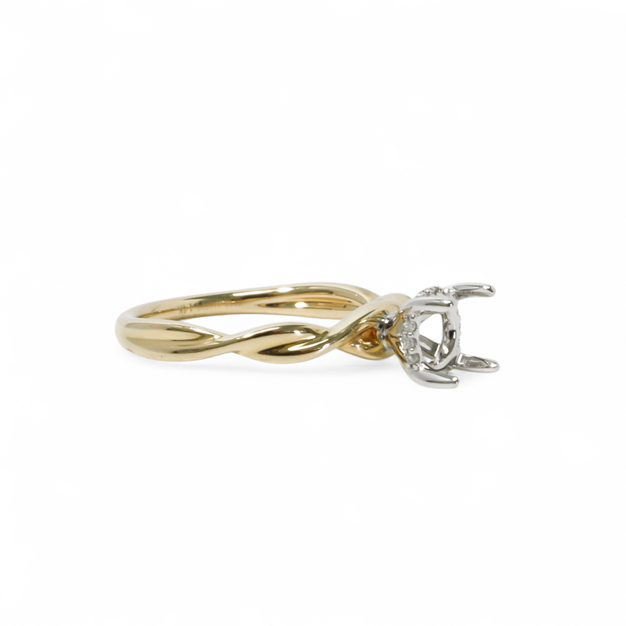TWO TONE GOLD SEMI MOUNT RING SETTING FOR ROUND STONE