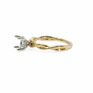 TWO TONE GOLD SEMI MOUNT RING SETTING FOR ROUND STONE