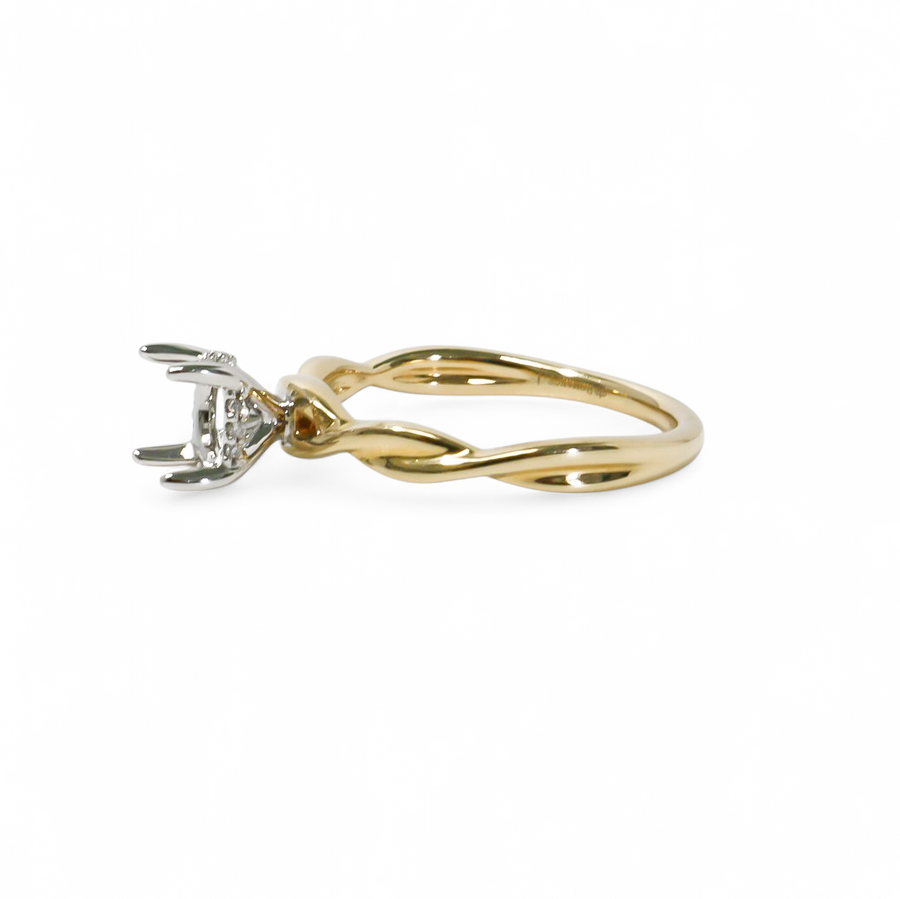 TWO TONE GOLD SEMI MOUNT RING SETTING FOR ROUND STONE