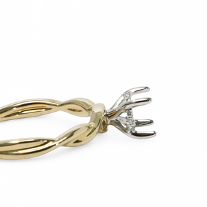 TWO TONE GOLD SEMI MOUNT RING SETTING FOR ROUND STONE