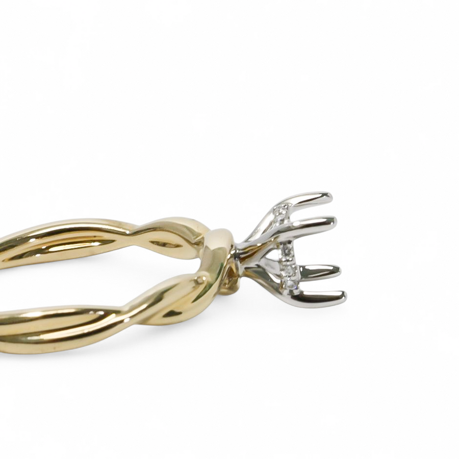 TWO TONE GOLD SEMI MOUNT RING SETTING FOR ROUND STONE