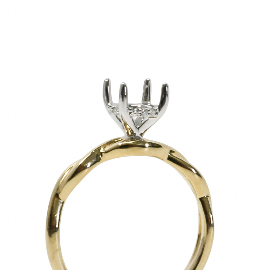 TWO TONE GOLD SEMI MOUNT RING SETTING FOR ROUND STONE