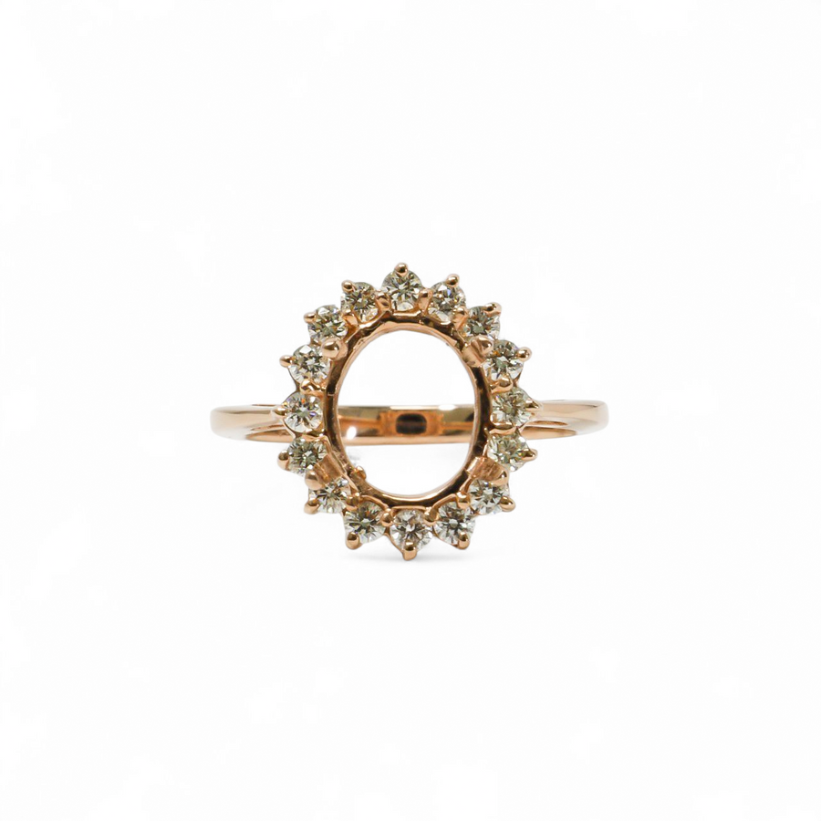 ROSE GOLD SEMI MOUNT RING SETTING FOR OVAL GEMSTONE