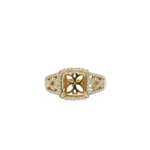 YELLOW GOLD SEMI MOUNT RING SETTING FOR SQUARE STONE