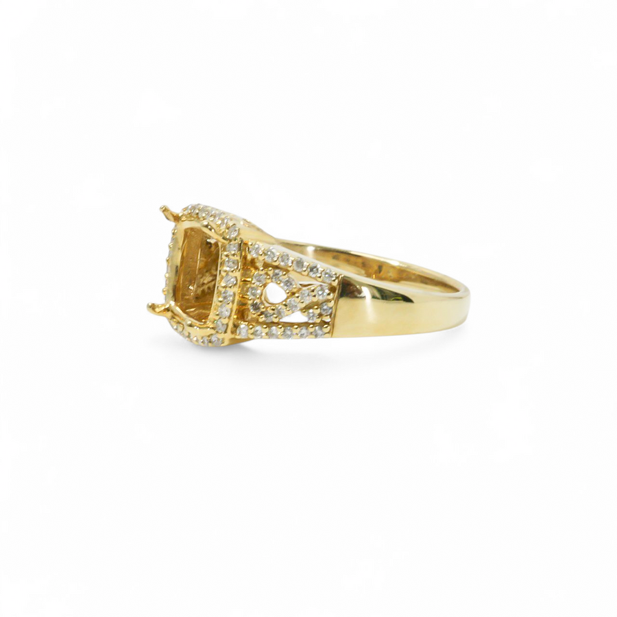 YELLOW GOLD SEMI MOUNT RING SETTING FOR SQUARE STONE