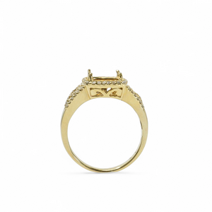 YELLOW GOLD SEMI MOUNT RING SETTING FOR SQUARE STONE