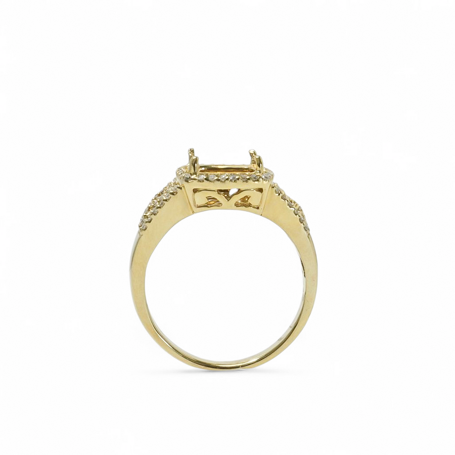 YELLOW GOLD SEMI MOUNT RING SETTING FOR SQUARE STONE