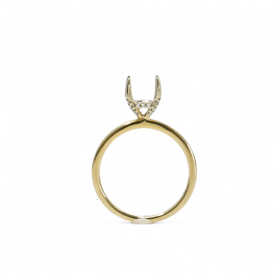 TWO TONE GOLD SEMI MOUNT RING SETTING FOR A ROUND CENTER STONE