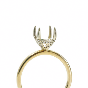 TWO TONE GOLD SEMI MOUNT RING SETTING FOR A ROUND CENTER STONE