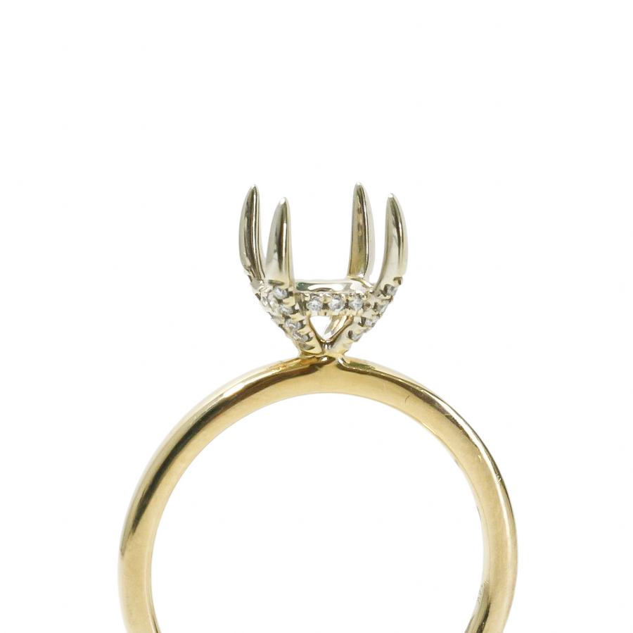 TWO TONE GOLD SEMI MOUNT RING SETTING FOR A ROUND CENTER STONE