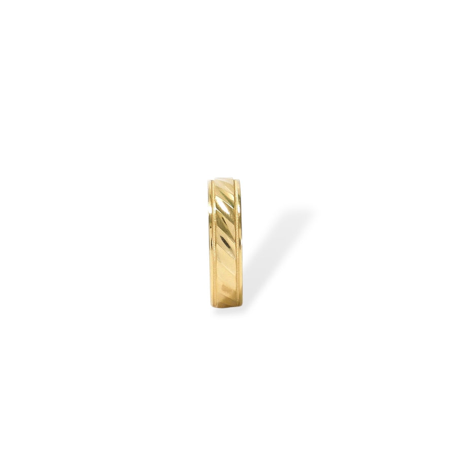 YELLOW GOLD DIAGONAL CUT WEDDING BAND