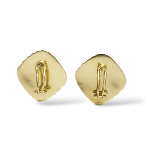 YELLOW GOLD SQUARE EARRINGS POLISHED AND SANDBLASTED