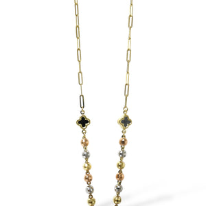 THREE TONE NECKLAVE WITH HEART PENDANT
