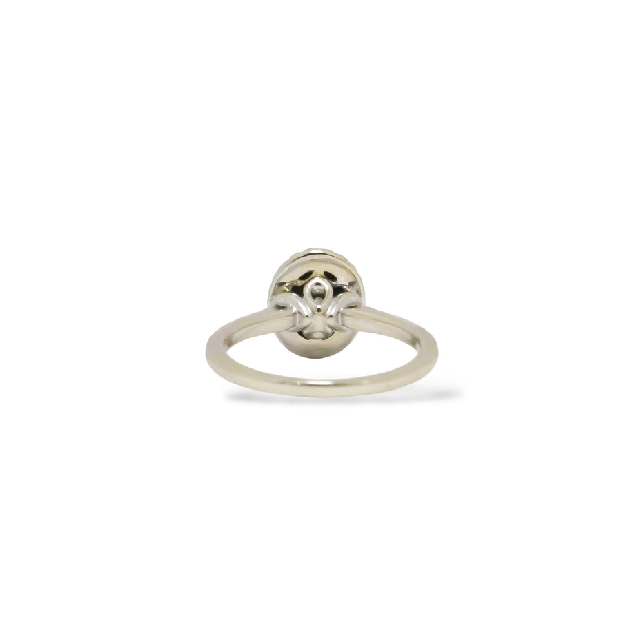 WHITE GOLD TWO ROW BEZEL NATURAL DIAMOND LADY'S RING