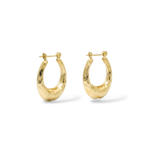 YELLOW GOLD HAMMERED HOOP EARRINGS