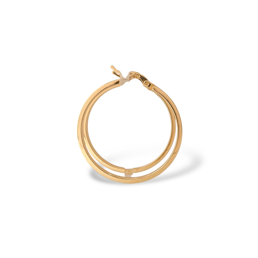 YELLOW GOLD HOOP EARRINGS WITH SIMULATED SCREWS