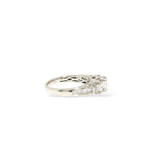 WHITE GOLD PRINCESS CUT PAST,PRESENT,AND FUTURE RING