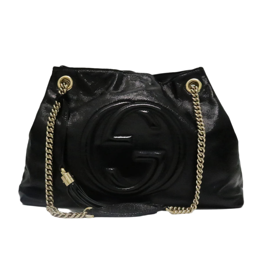 GUCCI SOHO HOBO PATENT LEATHER TOTE