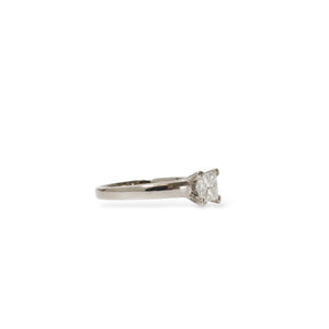 WHITE GOLD AND PLATINUM PRINCESS CUT NATURAL DIAMOND SOLITAIRE RING
