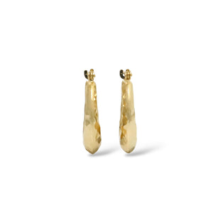 YELLOW GOLD HAMMERED HOOP EARRINGS
