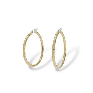 YELLOW GOLD HOOP EARRINGS  WITH DIAMOND CUT FINISHED