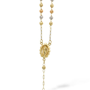 THREE TONE ROSARY NECKLACE