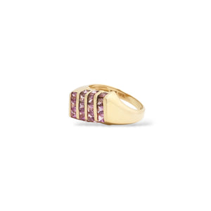 YELLOW GOLD LADY'S RING WITH SQUARE CUT PINK SAPPHIRES
