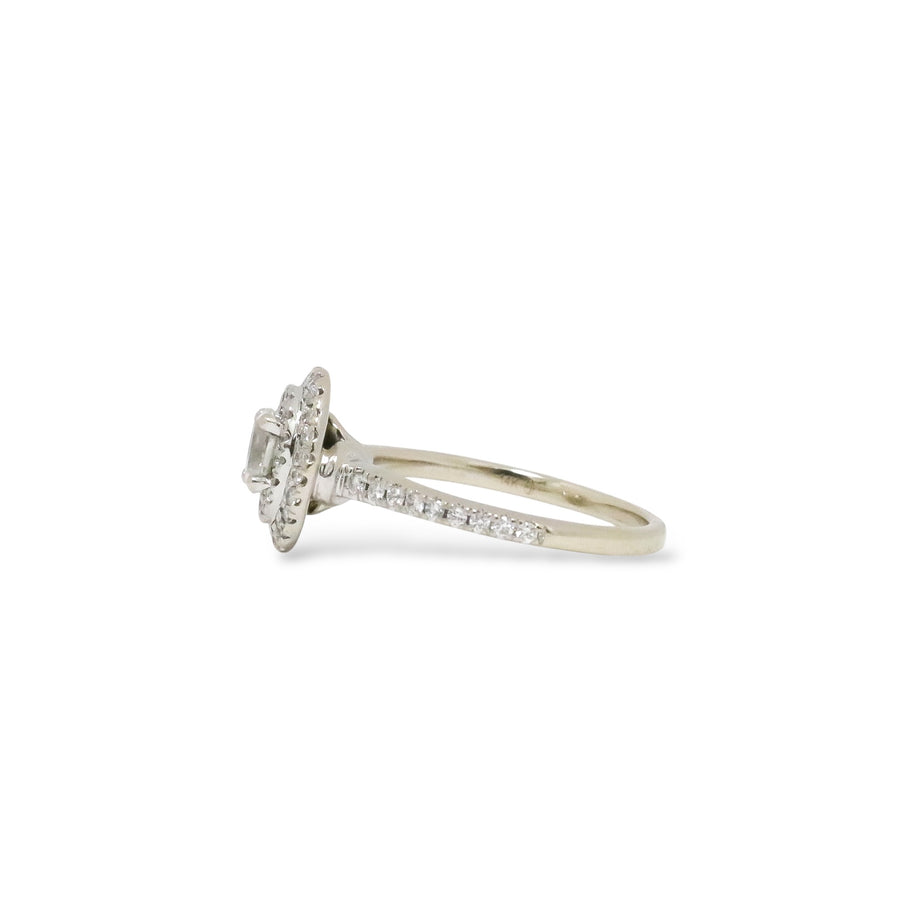 WHITE GOLD TWO ROW BEZEL NATURAL DIAMOND LADY'S RING